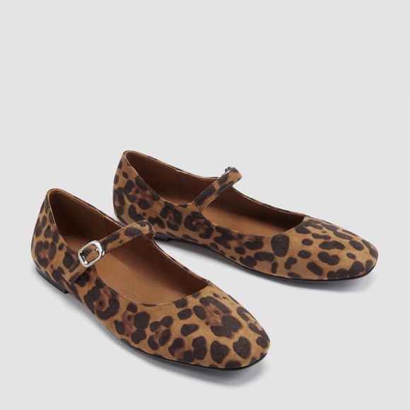 Leopard Print Suede Mary Jane Flats - Picture 3 of 5